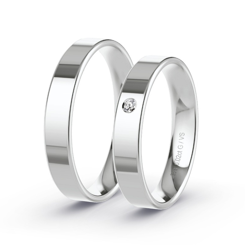Obrączki ślubne Białe złoto - 0.02 ct diamentem - Model N°1001 Obrączki ślubne Białe złoto - 0.02 ct diamentem - Model N°1001