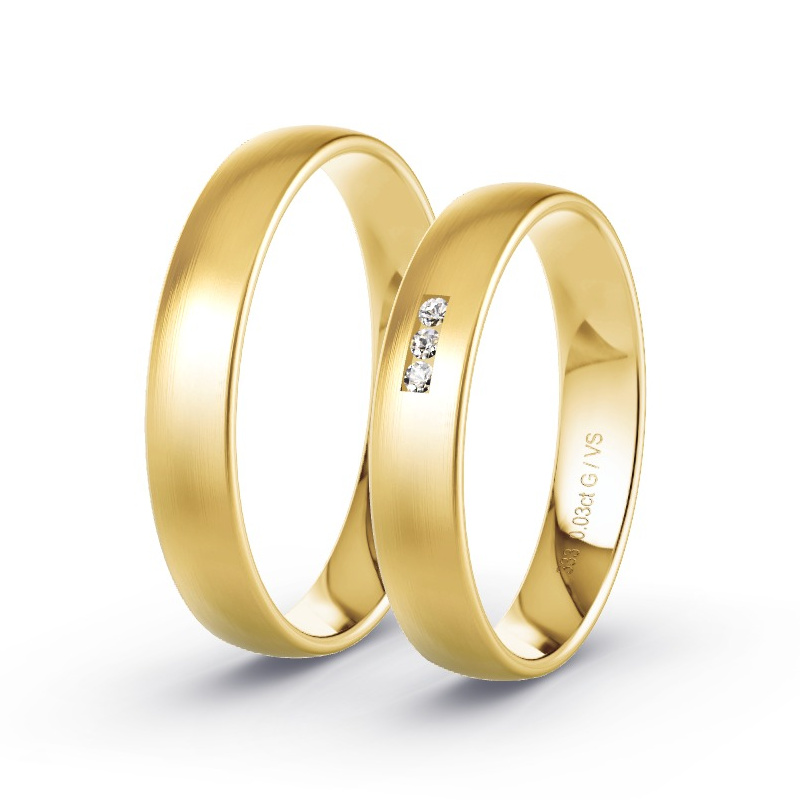 Obrączki ślubne Żółte złoto - 0.03 ct diamentem - Model N°1005 Obrączki ślubne Żółte złoto - 0.03 ct diamentem - Model N°1005