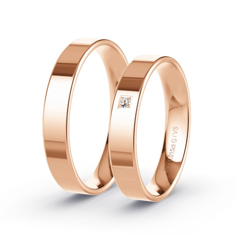 Obrączki ślubne Różowe złoto - 0.015 ct diamentem - Model N°1007 Obrączki ślubne Różowe złoto - 0.015 ct diamentem - Model N°1007