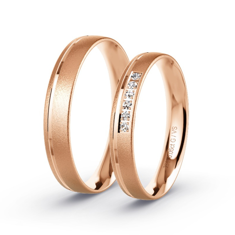 Obrączki ślubne Czerwone złoto - 0.06 ct diamentem - Model N°1008 Obrączki ślubne Czerwone złoto - 0.06 ct diamentem - Model N°1008