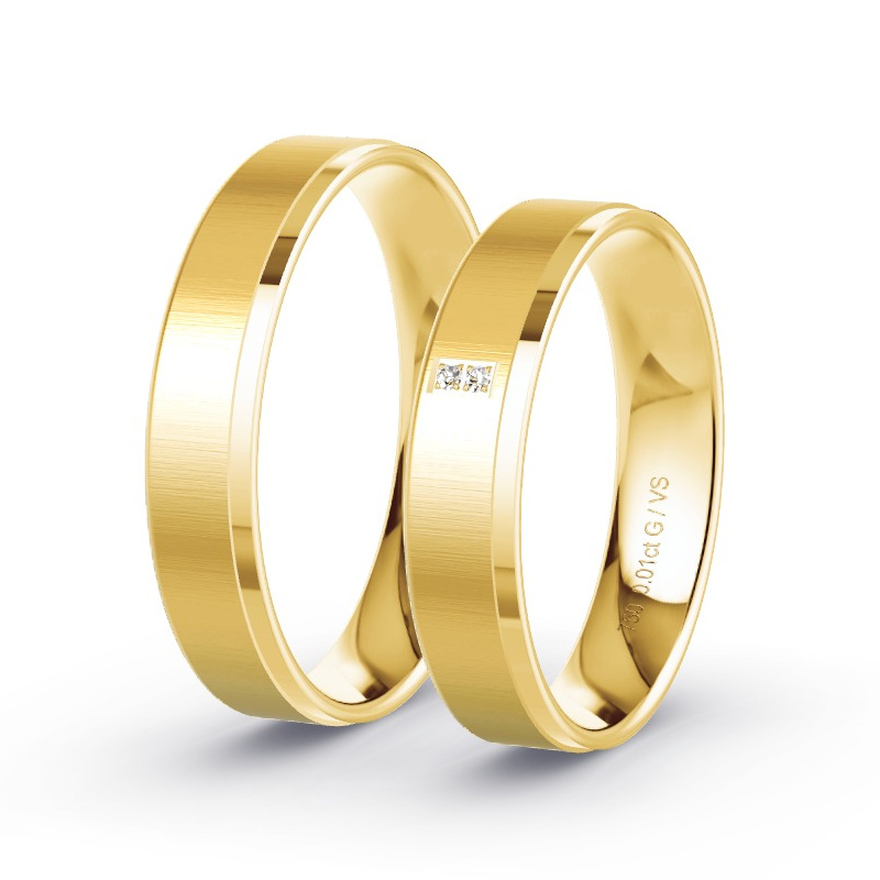 Obrączki ślubne Żółte złoto - 0.02 ct diamentem - Model N°1012 Obrączki ślubne Żółte złoto - 0.02 ct diamentem - Model N°1012