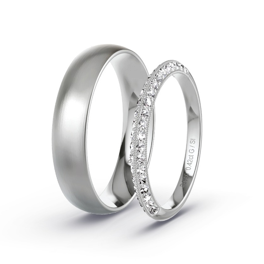 Obrączki ślubne Pallad - 0.42 ct Diamentem - Model N°1023 Obrączki ślubne Pallad - 0.42 ct Diamentem - Model N°1023