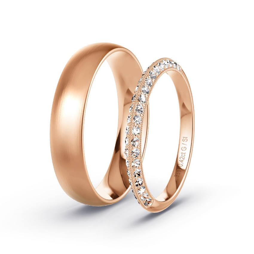 Obrączki ślubne Czerwone złoto - 0.42 ct Diamentem - Model N°1023 Obrączki ślubne Czerwone złoto - 0.42 ct Diamentem - Model N°1023
