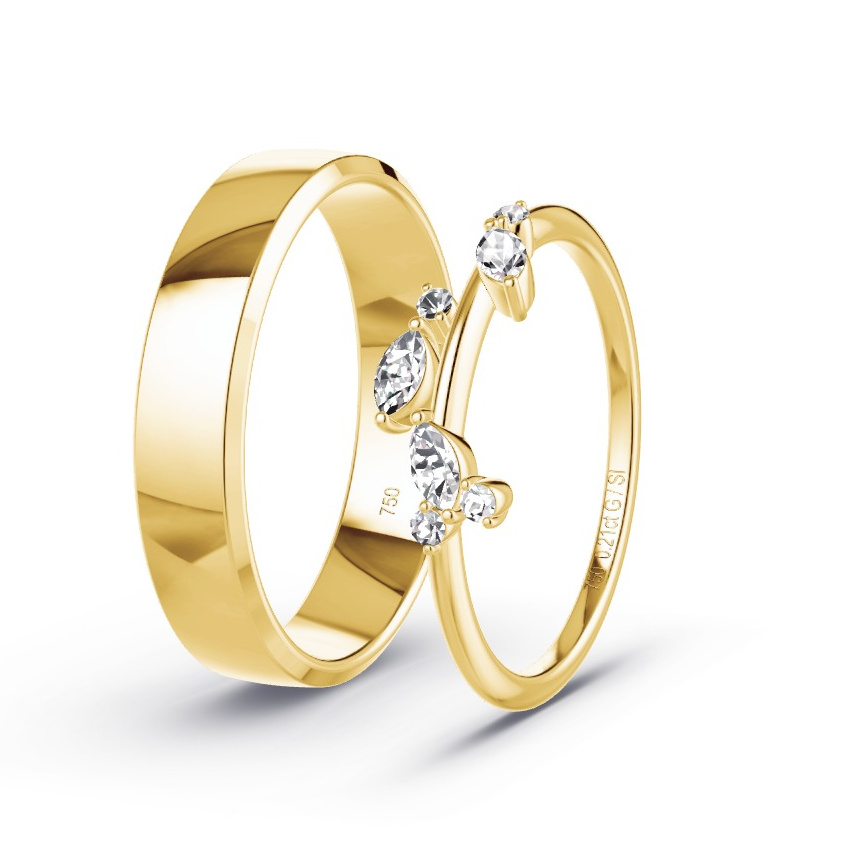 Obrączki ślubne Żółte złoto - 0.21 ct Diamentem - Model N°1027 Obrączki ślubne Żółte złoto - 0.21 ct Diamentem - Model N°1027
