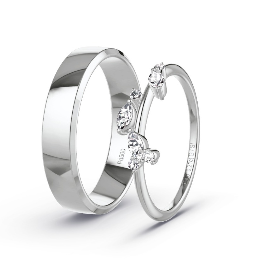 Obrączki ślubne Pallad - 0.21 ct Diamentem - Model N°1027 Obrączki ślubne Pallad - 0.21 ct Diamentem - Model N°1027