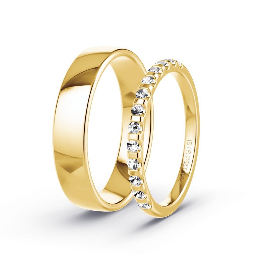 Obrączki ślubne Żółte złoto - 0.26 ct Diamentem - Model N°1028 Obrączki ślubne Żółte złoto - 0.26 ct Diamentem - Model N°1028