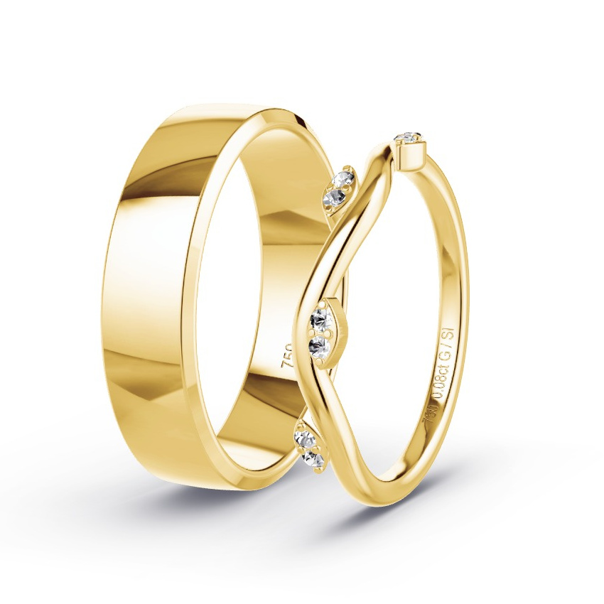 Obrączki ślubne Żółte złoto - 0.08 ct Diamentem - Model N°1031 Obrączki ślubne Żółte złoto - 0.08 ct Diamentem - Model N°1031