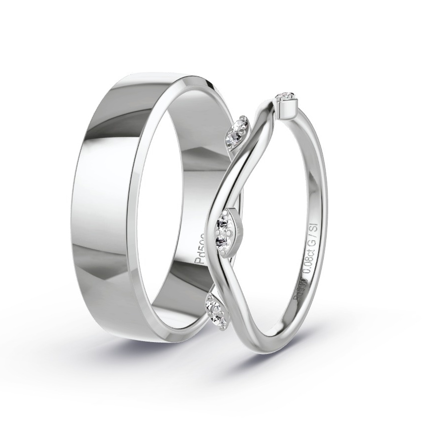 Obrączki ślubne Pallad - 0.08 ct Diamentem - Model N°1031 Obrączki ślubne Pallad - 0.08 ct Diamentem - Model N°1031