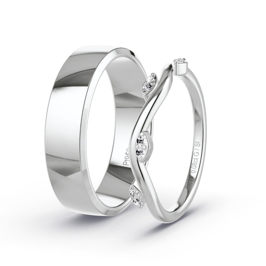 Obrączki ślubne Platyna - 0.08 ct Diamentem - Model N°1031 Obrączki ślubne Platyna - 0.08 ct Diamentem - Model N°1031