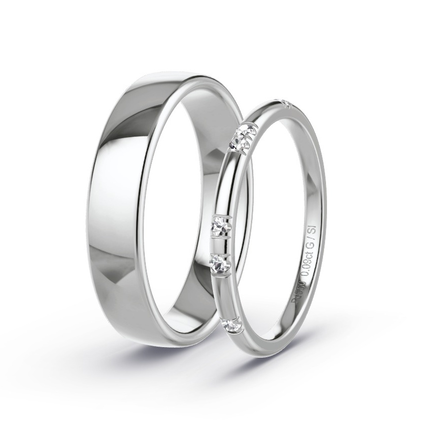 Obrączki ślubne Pallad - 0.09 ct Diamentem - Model N°1032 Obrączki ślubne Pallad - 0.09 ct Diamentem - Model N°1032