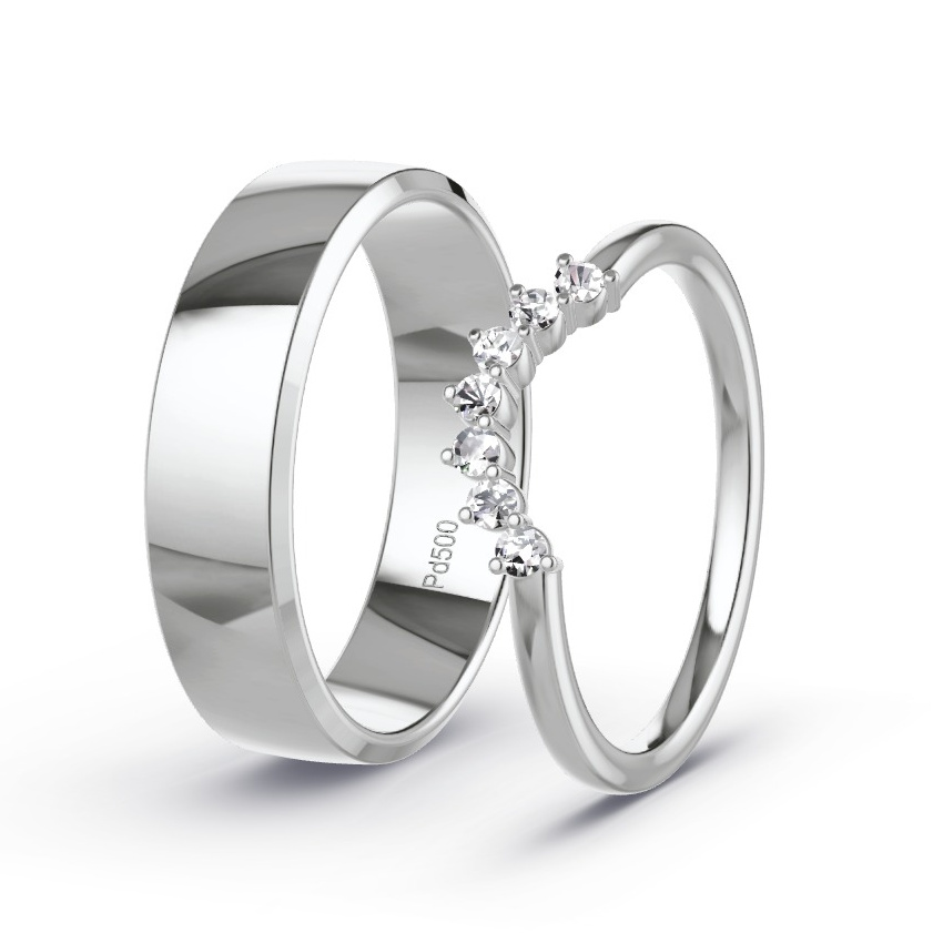 Obrączki ślubne Pallad - 0.10 ct Diamentem - Model N°1033 Obrączki ślubne Pallad - 0.10 ct Diamentem - Model N°1033