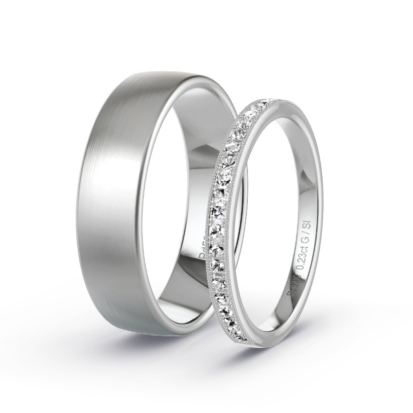 Obrączki ślubne Pallad - 0.23 ct Diamentem - Model N°1034 Obrączki ślubne Pallad - 0.23 ct Diamentem - Model N°1034