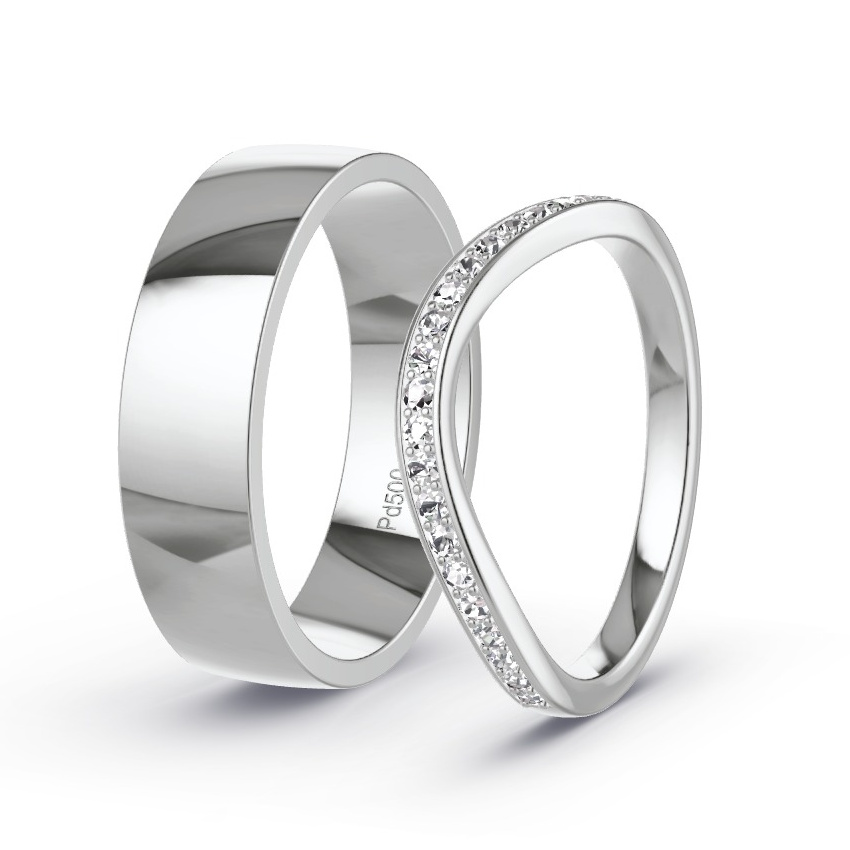 Obrączki ślubne Pallad - 0.23 ct Diamentem - Model N°1037 Obrączki ślubne Pallad - 0.23 ct Diamentem - Model N°1037