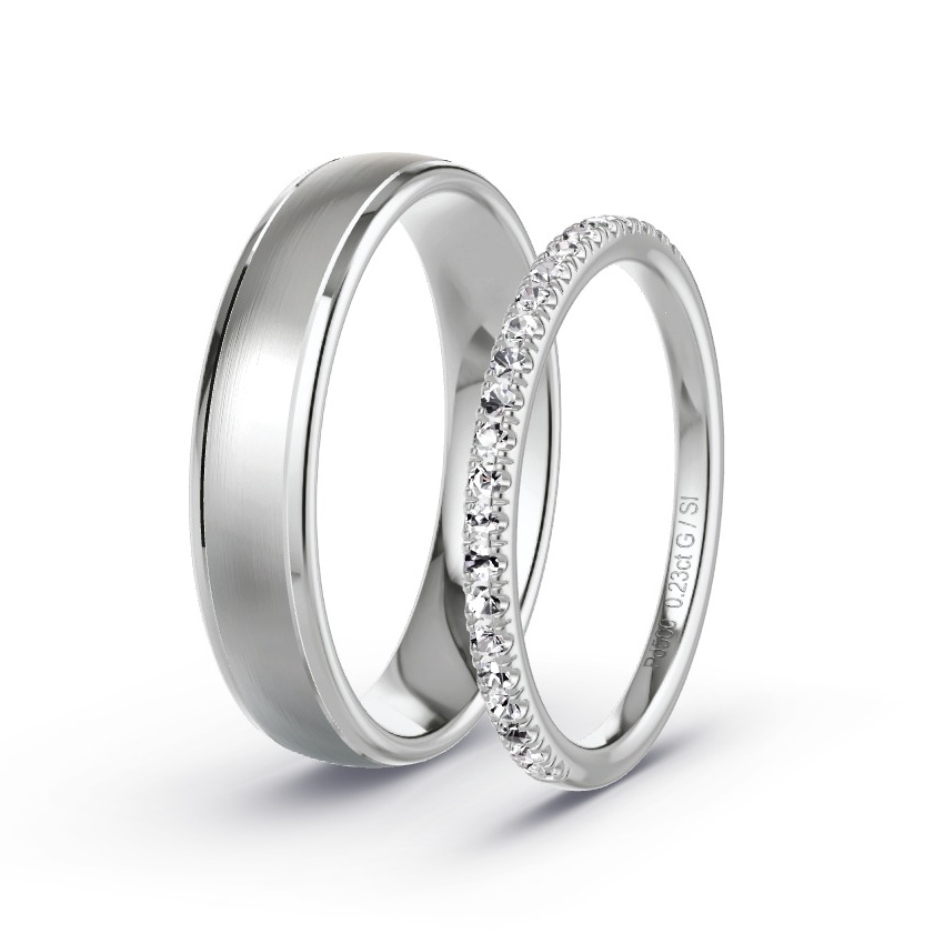 Obrączki ślubne Pallad - 0.23 ct Diamentem - Model N°1041 Obrączki ślubne Pallad - 0.23 ct Diamentem - Model N°1041