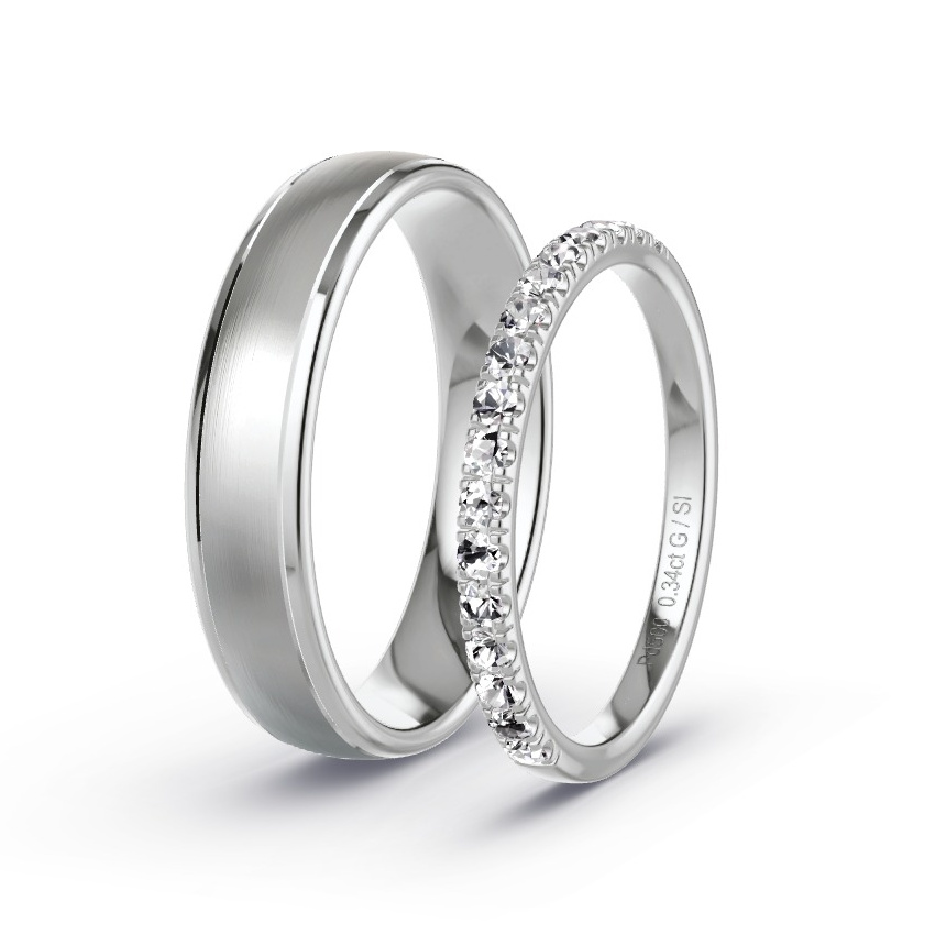 Obrączki ślubne Pallad - 0.34 ct Diamentem - Model N°1043 Obrączki ślubne Pallad - 0.34 ct Diamentem - Model N°1043