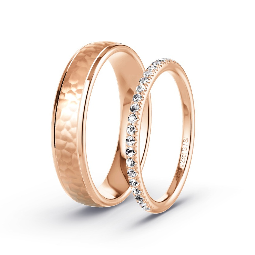 Obrączki ślubne Różowe złoto - 0.23 ct Diamentem - Model N°1044 Obrączki ślubne Różowe złoto - 0.23 ct Diamentem - Model N°1044