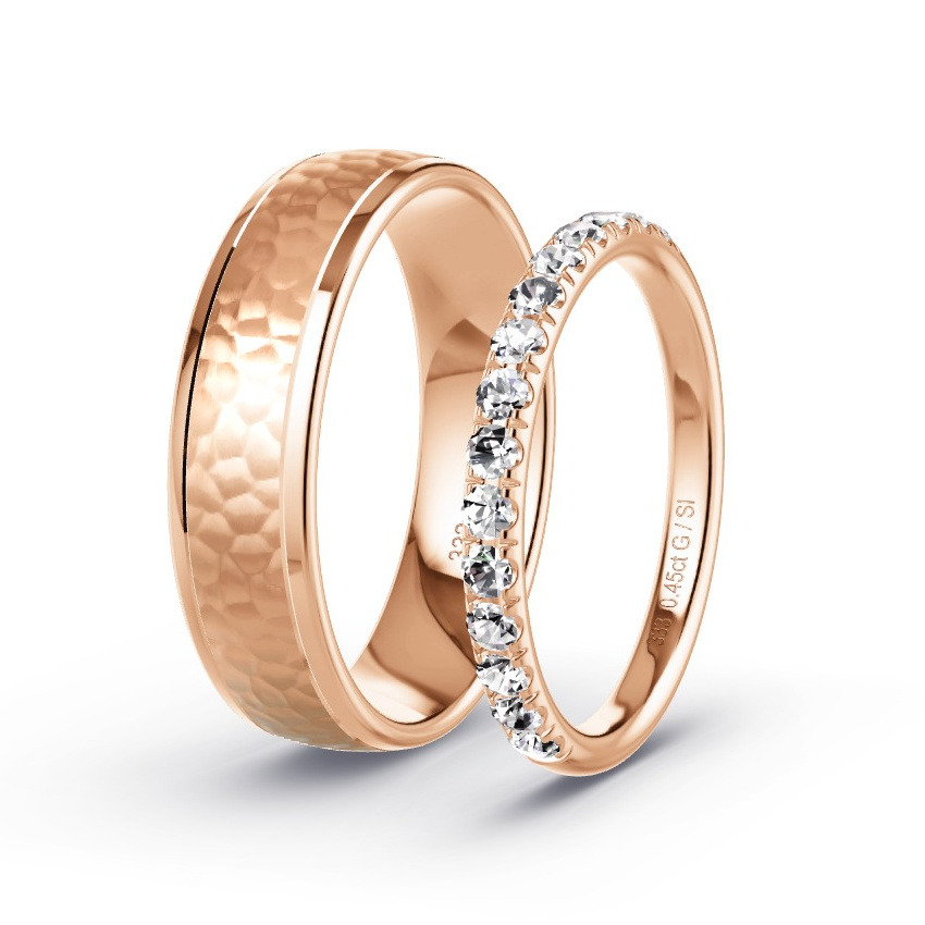 Obrączki ślubne Czerwone złoto - 0.45 ct Diamentem - Model N°1046 Obrączki ślubne Czerwone złoto - 0.45 ct Diamentem - Model N°1046