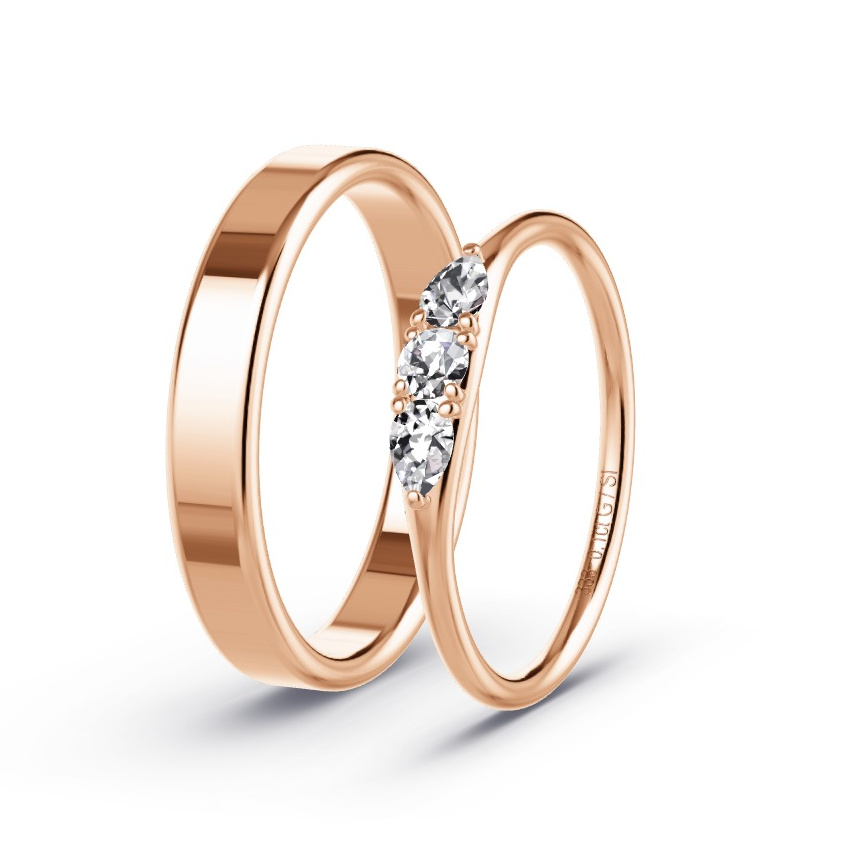 Obrączki ślubne Czerwone złoto - 0.10 ct Diamentem - Model N°1052 Obrączki ślubne Czerwone złoto - 0.10 ct Diamentem - Model N°1052