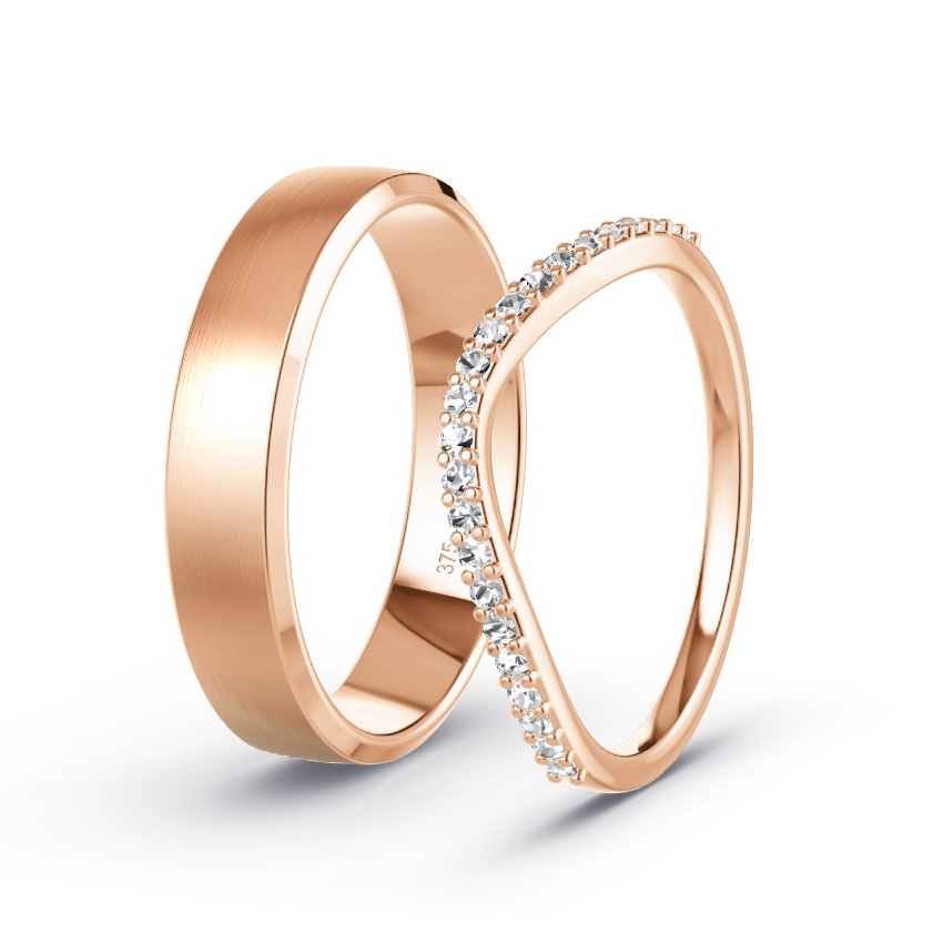 Obrączki ślubne Różowe złoto - 0.23 ct Diamentem - Model N°1053 Obrączki ślubne Różowe złoto - 0.23 ct Diamentem - Model N°1053