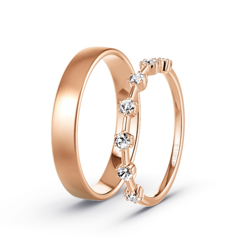 Obrączki ślubne Czerwone złoto - 0.28 ct Diamentem - Model N°1054 Obrączki ślubne Czerwone złoto - 0.28 ct Diamentem - Model N°1054