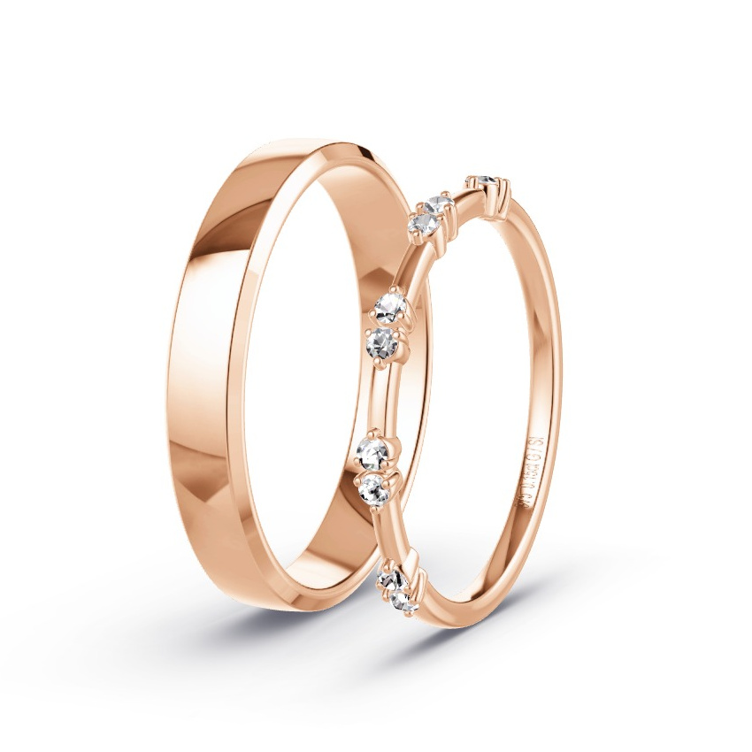 Obrączki ślubne Różowe złoto - 0.15 ct Diamentem - Model N°1055 Obrączki ślubne Różowe złoto - 0.15 ct Diamentem - Model N°1055