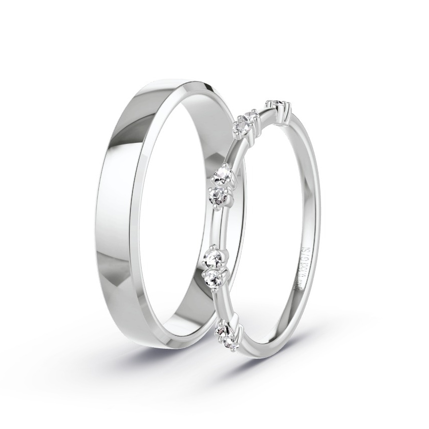 Obrączki ślubne Srebro - 0.15 ct Diamentem - Model N°1055 Obrączki ślubne Srebro - 0.15 ct Diamentem - Model N°1055
