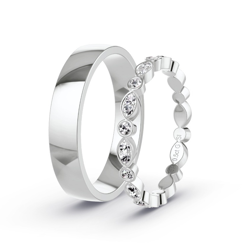 Obrączki ślubne Białe złoto - 0.50 ct Diamentem - Model N°1056 Obrączki ślubne Białe złoto - 0.50 ct Diamentem - Model N°1056