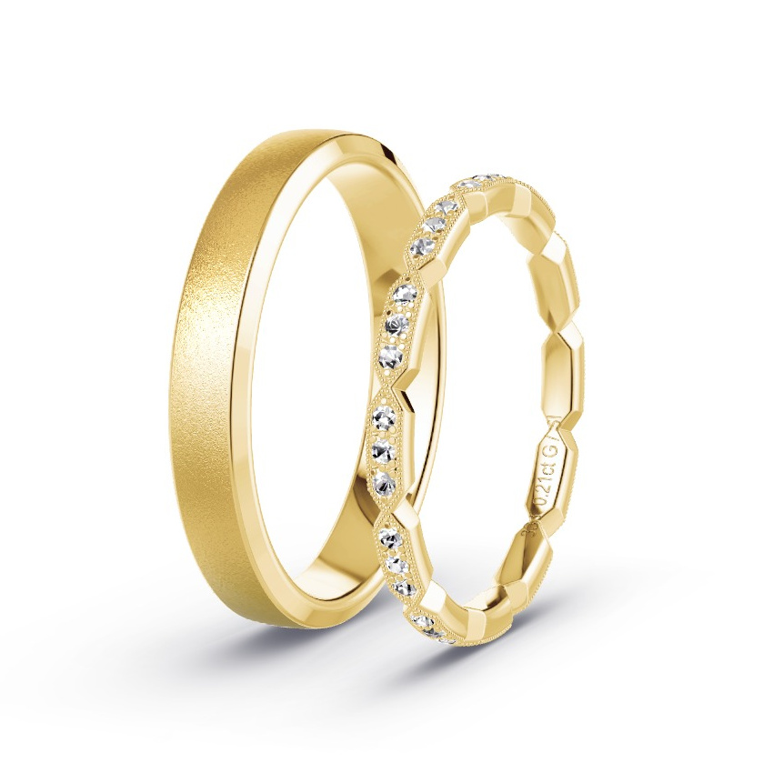 Obrączki ślubne Żółte złoto - 0.21 ct Diamentem - Model N°1058