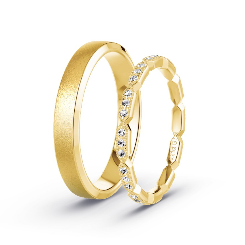 Obrączki ślubne Żółte złoto - 0.21 ct Diamentem - Model N°1058