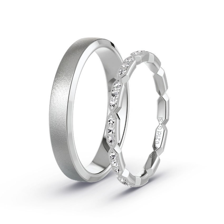 Obrączki ślubne Pallad - 0.21 ct Diamentem - Model N°1058 Obrączki ślubne Pallad - 0.21 ct Diamentem - Model N°1058