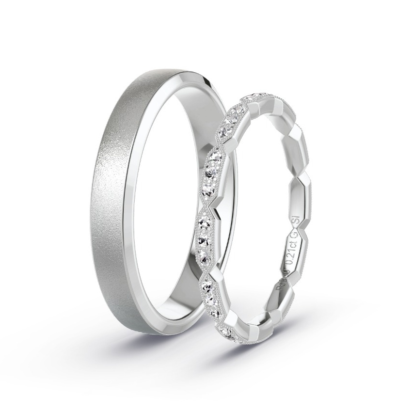 Obrączki ślubne Pallad - 0.21 ct Diamentem - Model N°1058