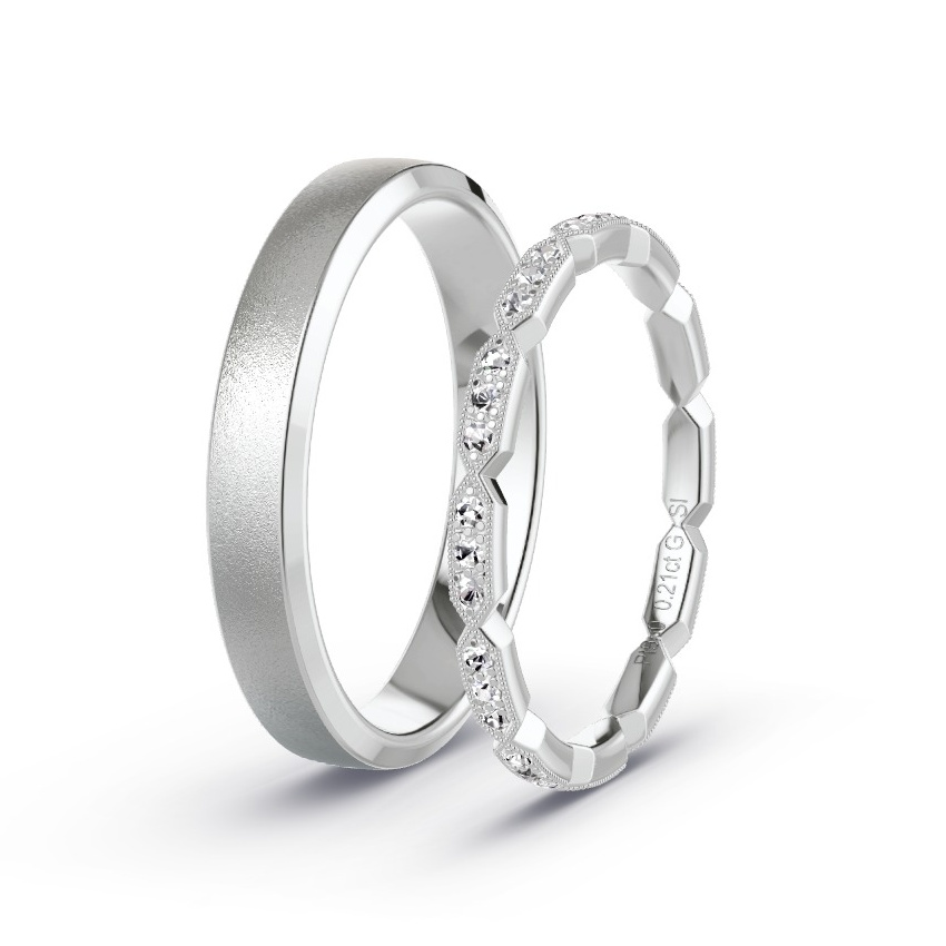 Obrączki ślubne Platyna - 0.21 ct Diamentem - Model N°1058