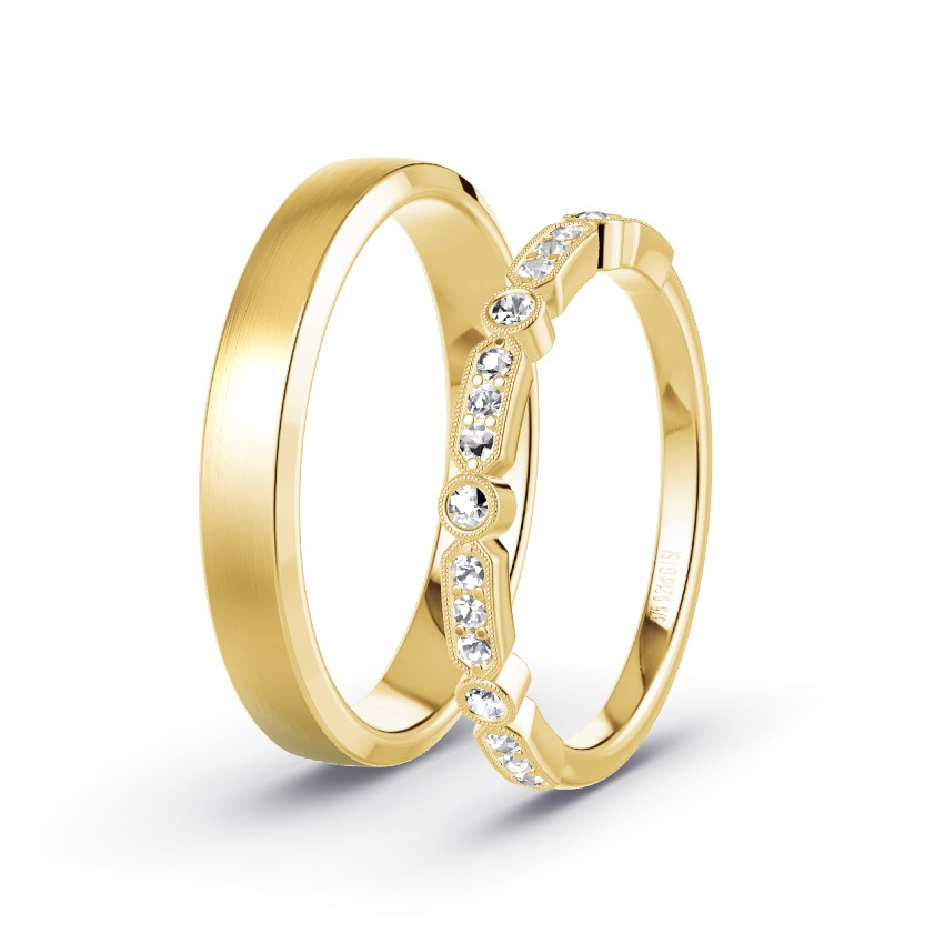 Obrączki ślubne Żółte złoto - 0.21 ct Diamentem - Model N°1059