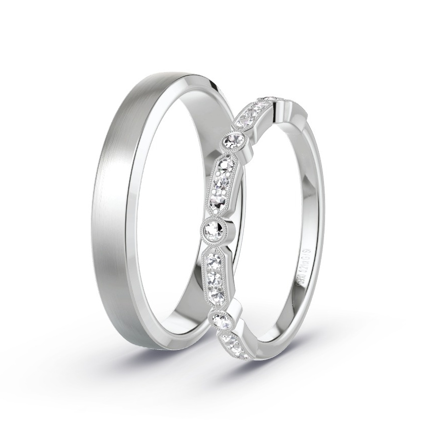 Obrączki ślubne Pallad - 0.21 ct Diamentem - Model N°1059