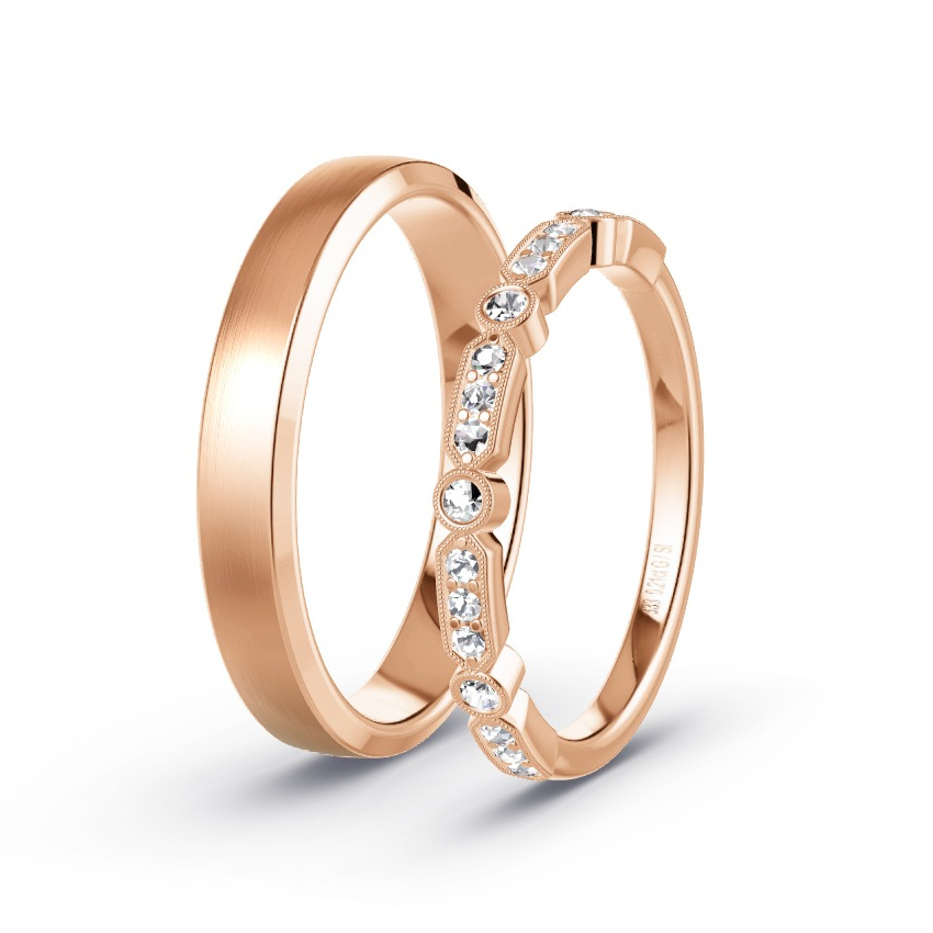 Obrączki ślubne Czerwone złoto - 0.21 ct Diamentem - Model N°1059