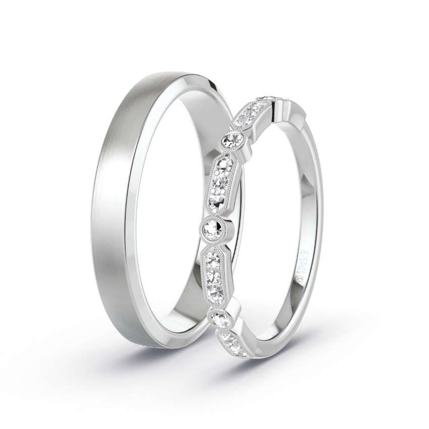 Obrączki ślubne Białe złoto - 0.21 ct Diamentem - Model N°1059