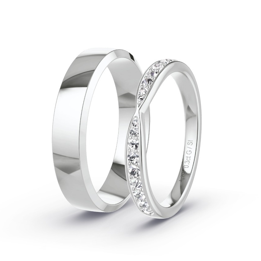 Obrączki ślubne Srebro - 0.29 ct Diamentem - Model N°1064 Obrączki ślubne Srebro - 0.29 ct Diamentem - Model N°1064