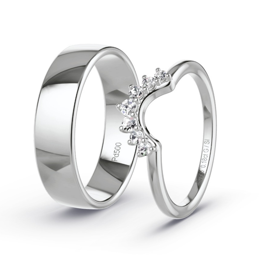 Obrączki ślubne Pallad - 0.18 ct Diamentem - Model N°1067 Obrączki ślubne Pallad - 0.18 ct Diamentem - Model N°1067