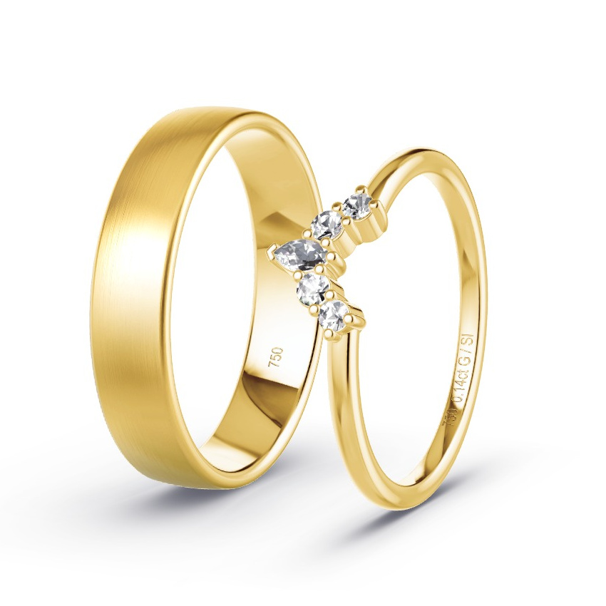 Obrączki ślubne Żółte złoto - 0.14 ct Diamentem - Model N°1068 Obrączki ślubne Żółte złoto - 0.14 ct Diamentem - Model N°1068
