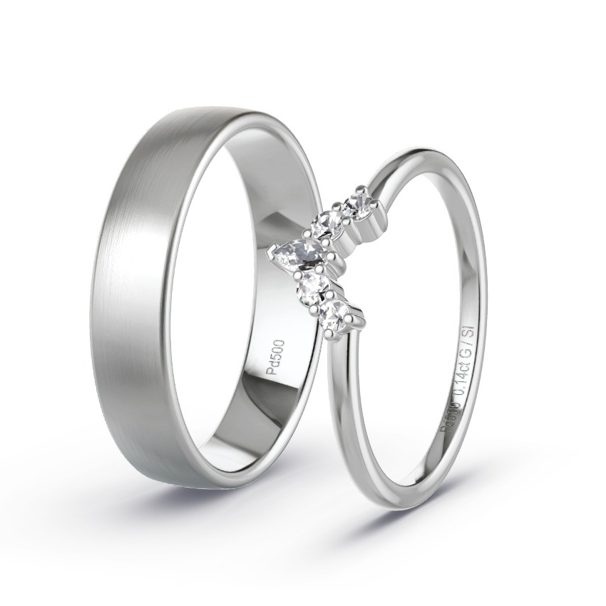 Obrączki ślubne Pallad - 0.14 ct Diamentem - Model N°1068 Obrączki ślubne Pallad - 0.14 ct Diamentem - Model N°1068