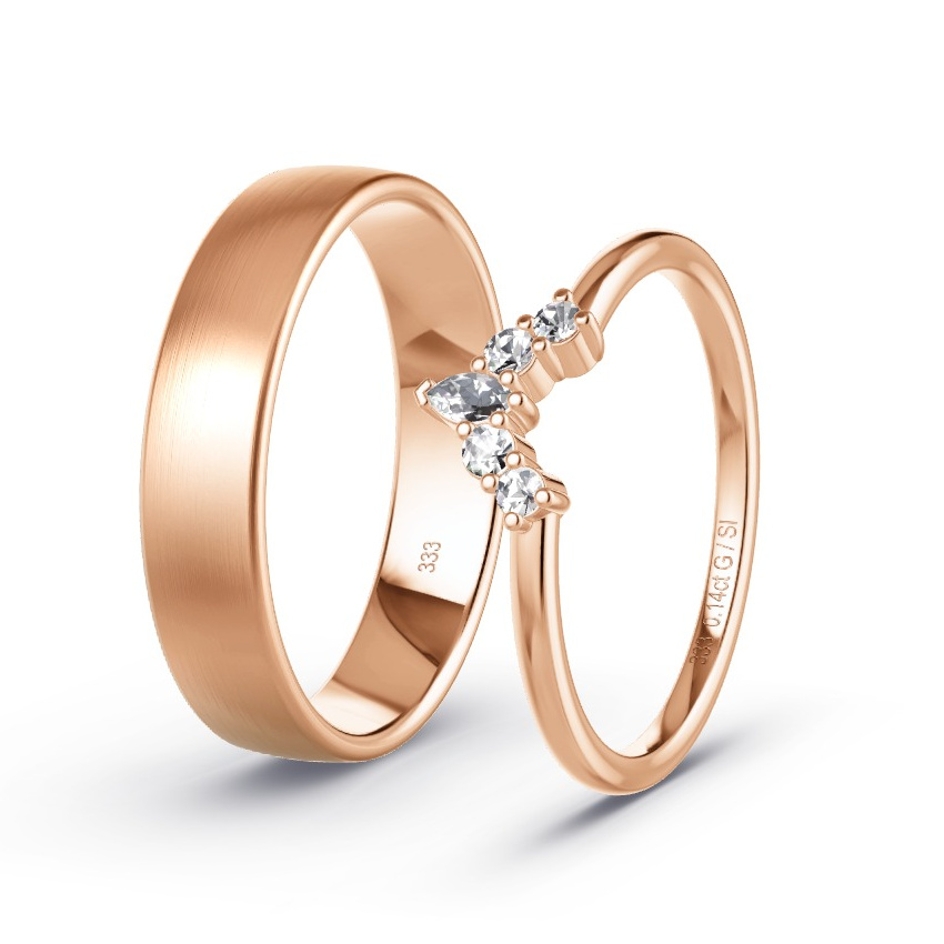 Obrączki ślubne Czerwone złoto - 0.14 ct Diamentem - Model N°1068 Obrączki ślubne Czerwone złoto - 0.14 ct Diamentem - Model N°1068