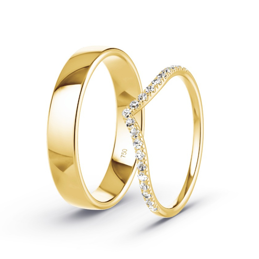 Obrączki ślubne Żółte złoto - 0.21 ct Diamentem - Model N°1073 Obrączki ślubne Żółte złoto - 0.21 ct Diamentem - Model N°1073