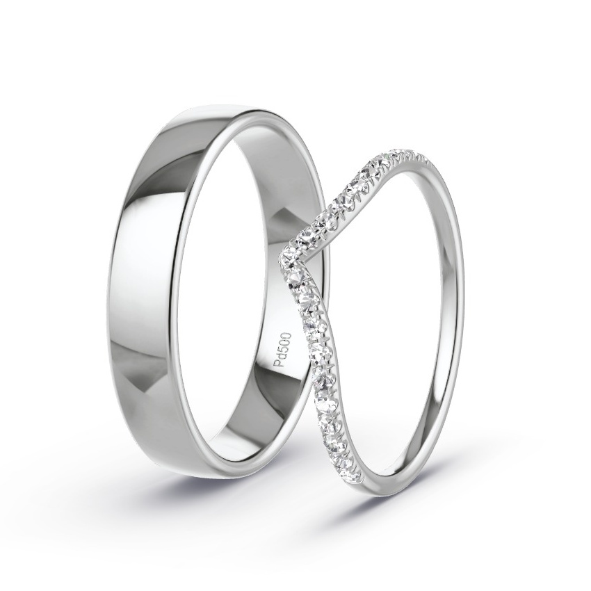 Obrączki ślubne Pallad - 0.21 ct Diamentem - Model N°1073 Obrączki ślubne Pallad - 0.21 ct Diamentem - Model N°1073
