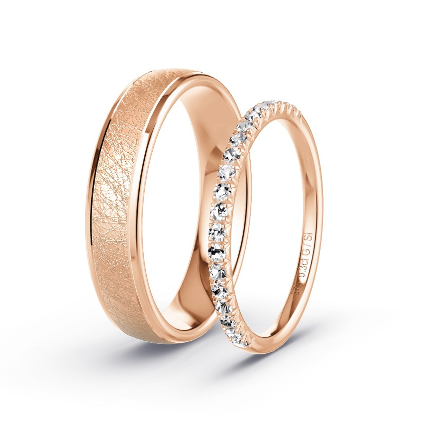 Obrączki ślubne Różowe złoto - 0.30 ct Diamentem - Model N°1077 Obrączki ślubne Różowe złoto - 0.30 ct Diamentem - Model N°1077