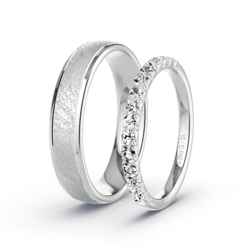 Obrączki ślubne Białe złoto - 0.39 ct Diamentem - Model N°1079 Obrączki ślubne Białe złoto - 0.39 ct Diamentem - Model N°1079
