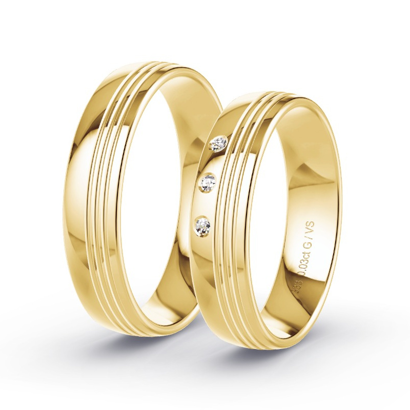 Obrączki ślubne Żółte złoto - 0.03 ct diamentem - Model N°1101 Obrączki ślubne Żółte złoto - 0.03 ct diamentem - Model N°1101