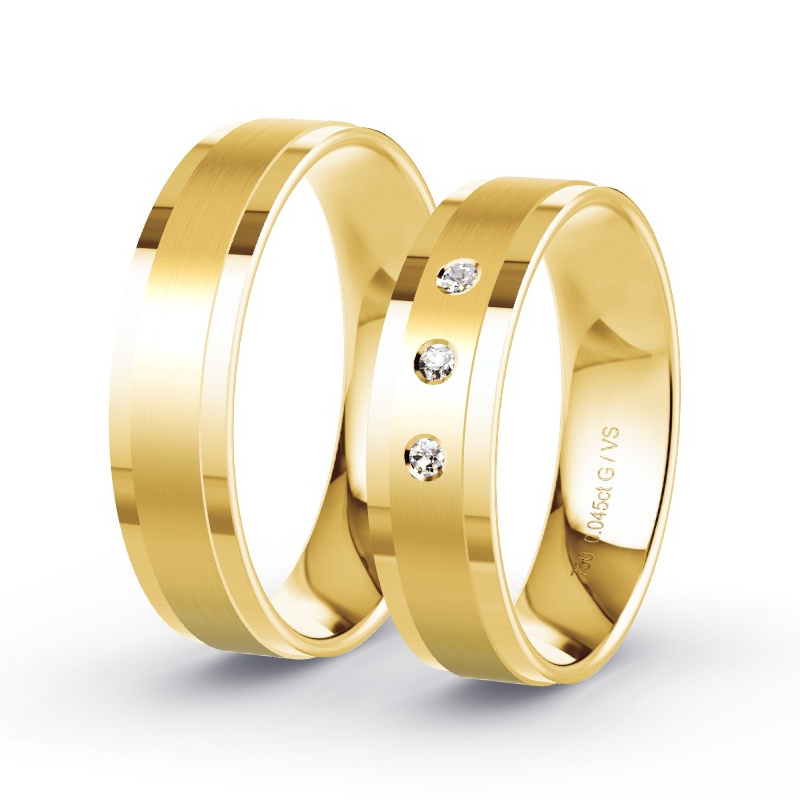Obrączki ślubne Żółte złoto - 0.045 ct diamentem - Model N°1102 Obrączki ślubne Żółte złoto - 0.045 ct diamentem - Model N°1102