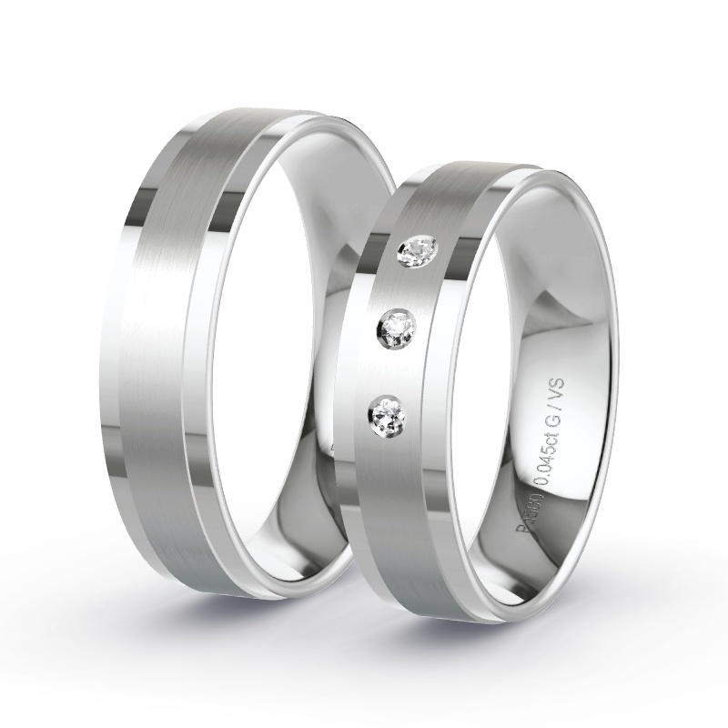 Obrączki ślubne Pallad - 0.045 ct diamentem - Model N°1102 Obrączki ślubne Pallad - 0.045 ct diamentem - Model N°1102