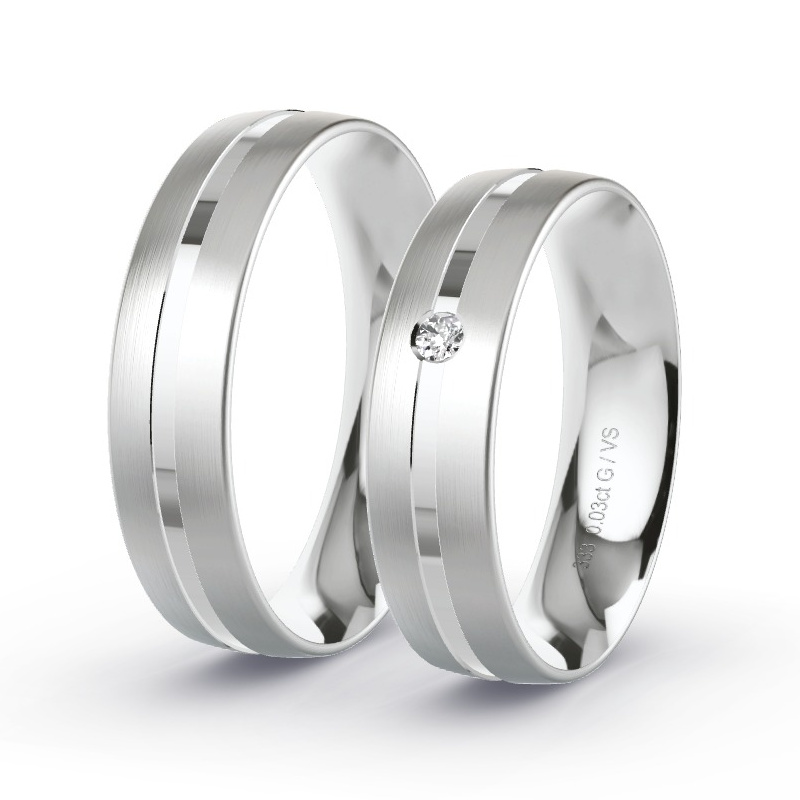 Obrączki ślubne Białe złoto - 0.03 ct diamentem - Model N°1103 Obrączki ślubne Białe złoto - 0.03 ct diamentem - Model N°1103