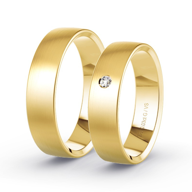 Obrączki ślubne Żółte złoto - 0.03 ct diamentem - Model N°1104 Obrączki ślubne Żółte złoto - 0.03 ct diamentem - Model N°1104
